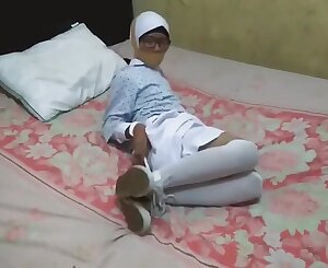 Indonesian hijabi doll wrap ball-gagged