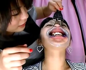Chinese Damsel Gag In Hatch Getting Her Teeths Slurped Nose Tormented With Hooks