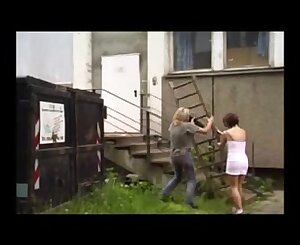 A sir slapping his victim whore on the roof